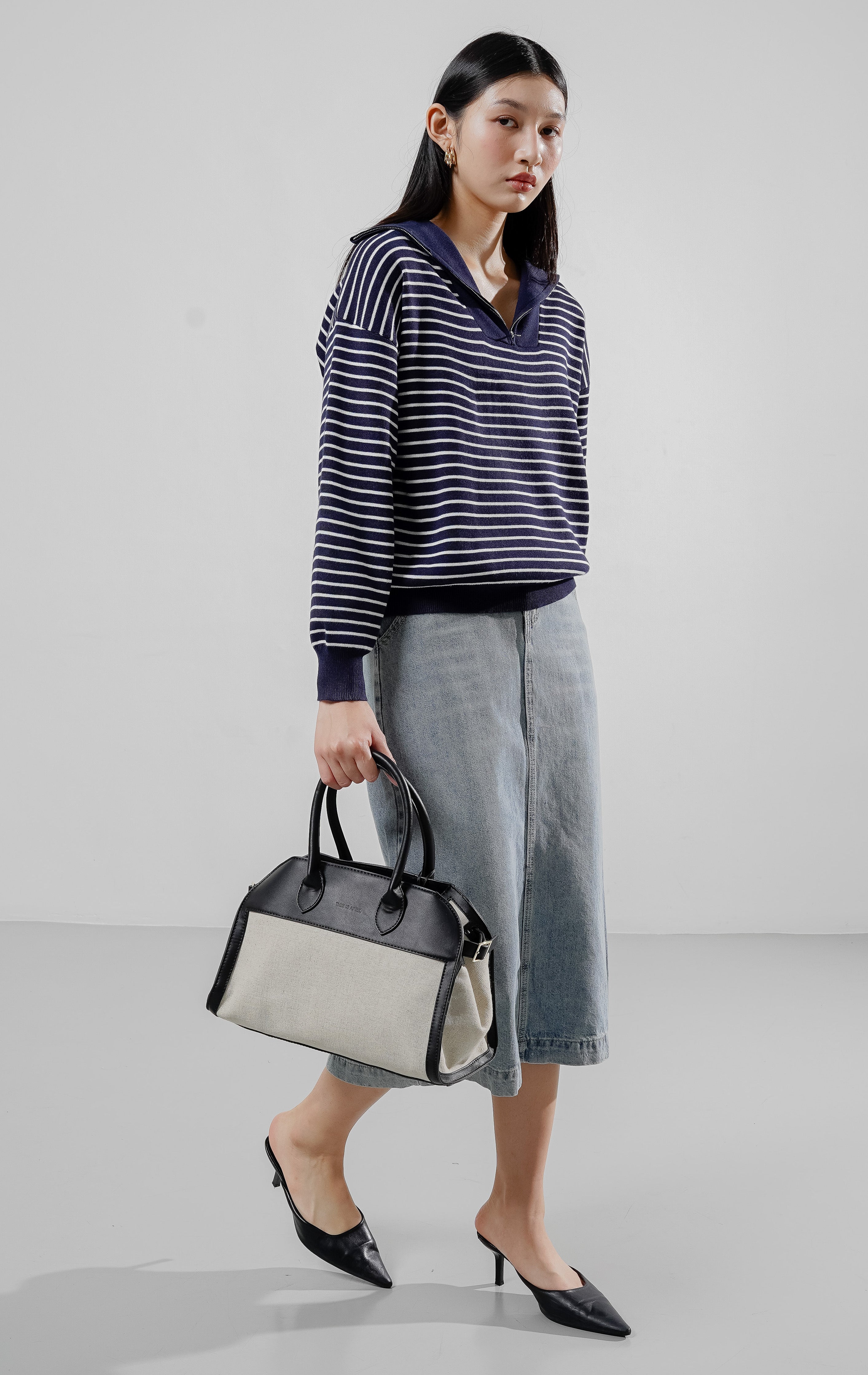 Yeona Sweater Navy Striped