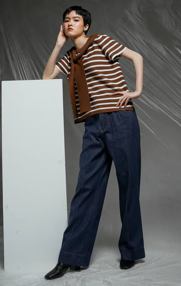 Alicia Top Brown Striped