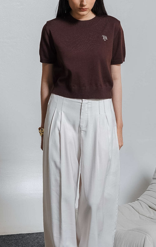 TIA Knit Top Brown