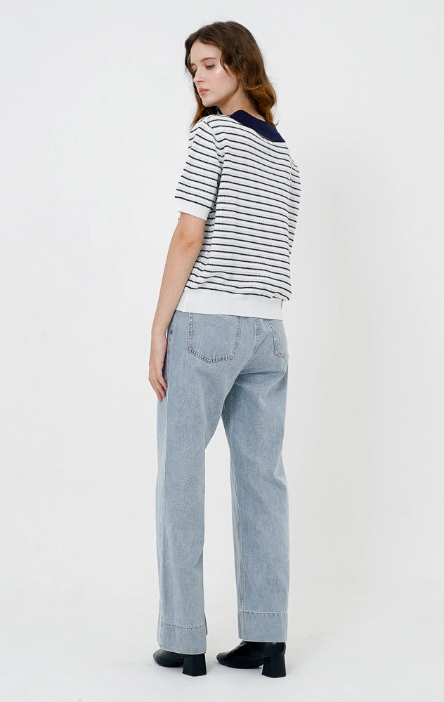 Hailey Top Navy Striped