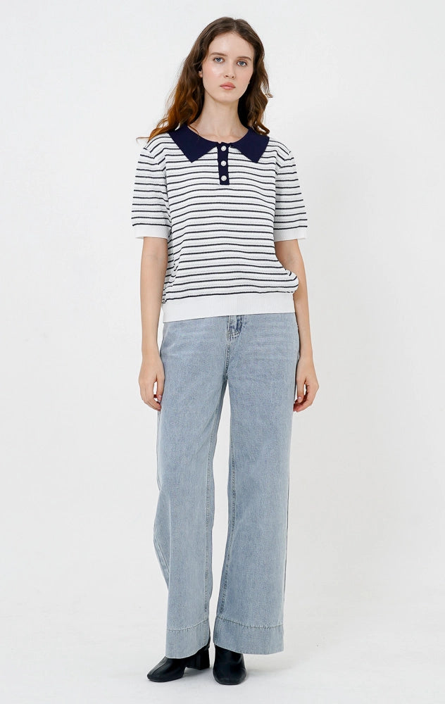 Hailey Top Navy Striped