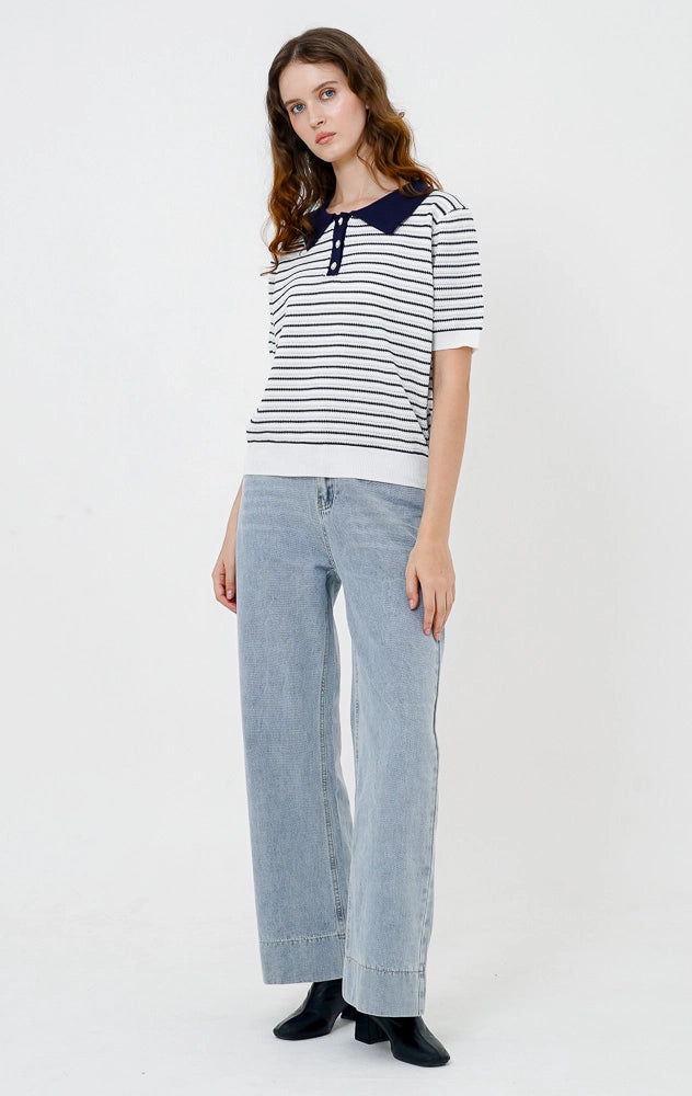 Hailey Top Navy Striped