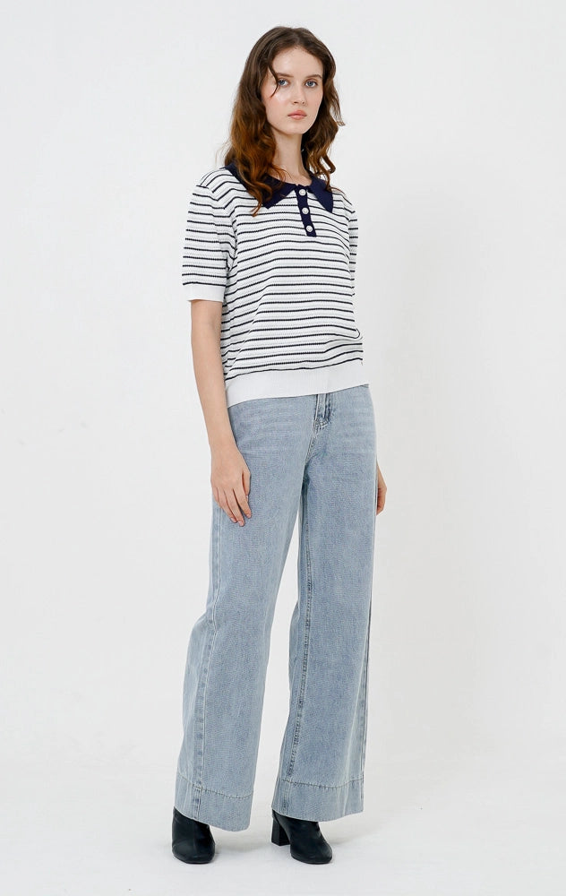 Hailey Top Navy Striped