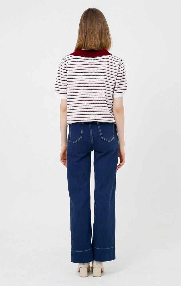 Hailey Top Maroon Striped