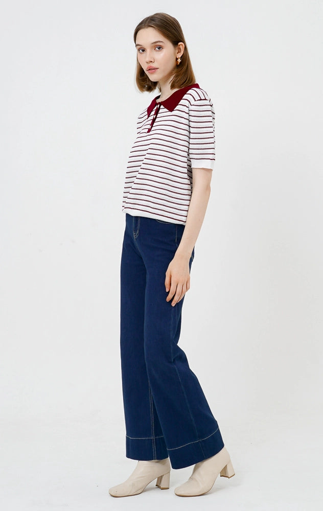 Hailey Top Maroon Striped