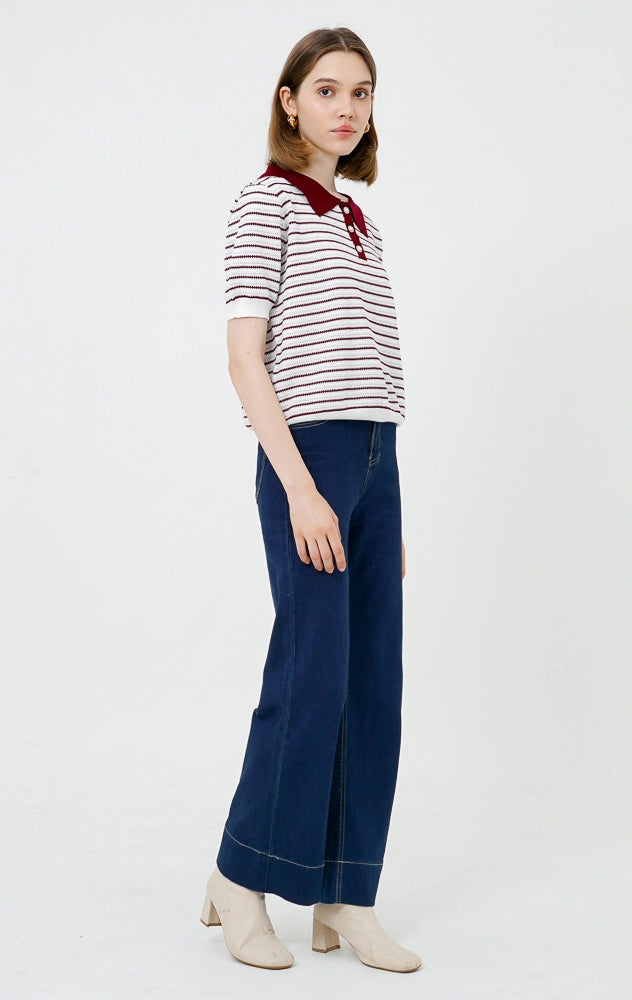 Hailey Top Maroon Striped