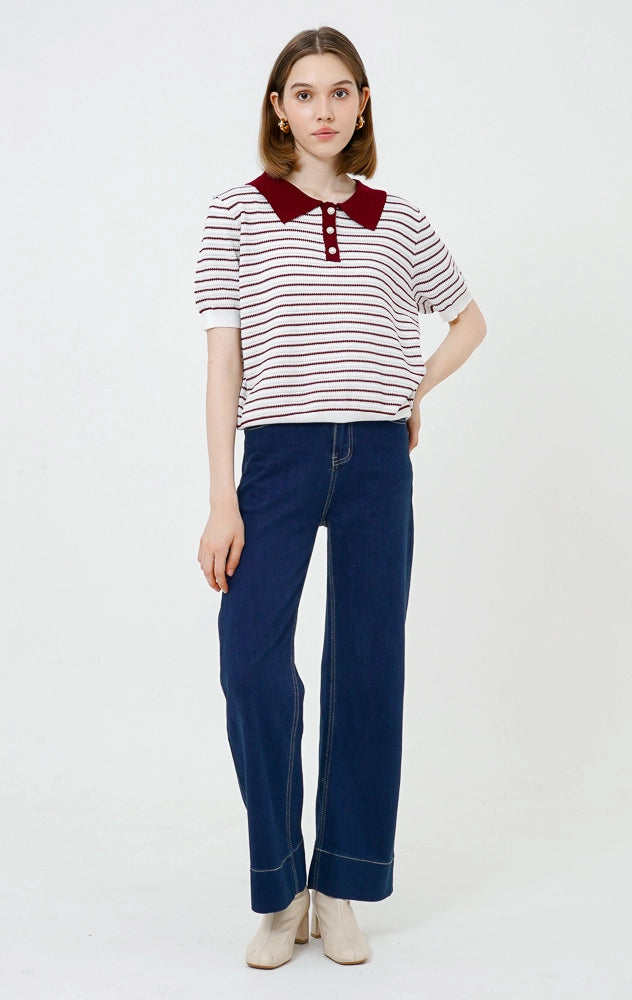Hailey Top Maroon Striped