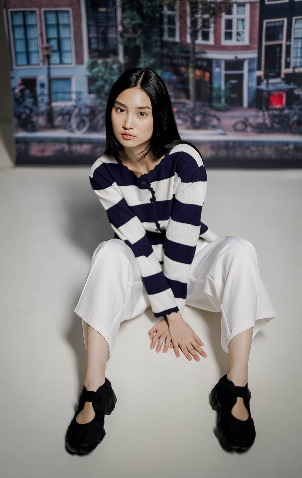 Emilina Cardigan Navy Striped