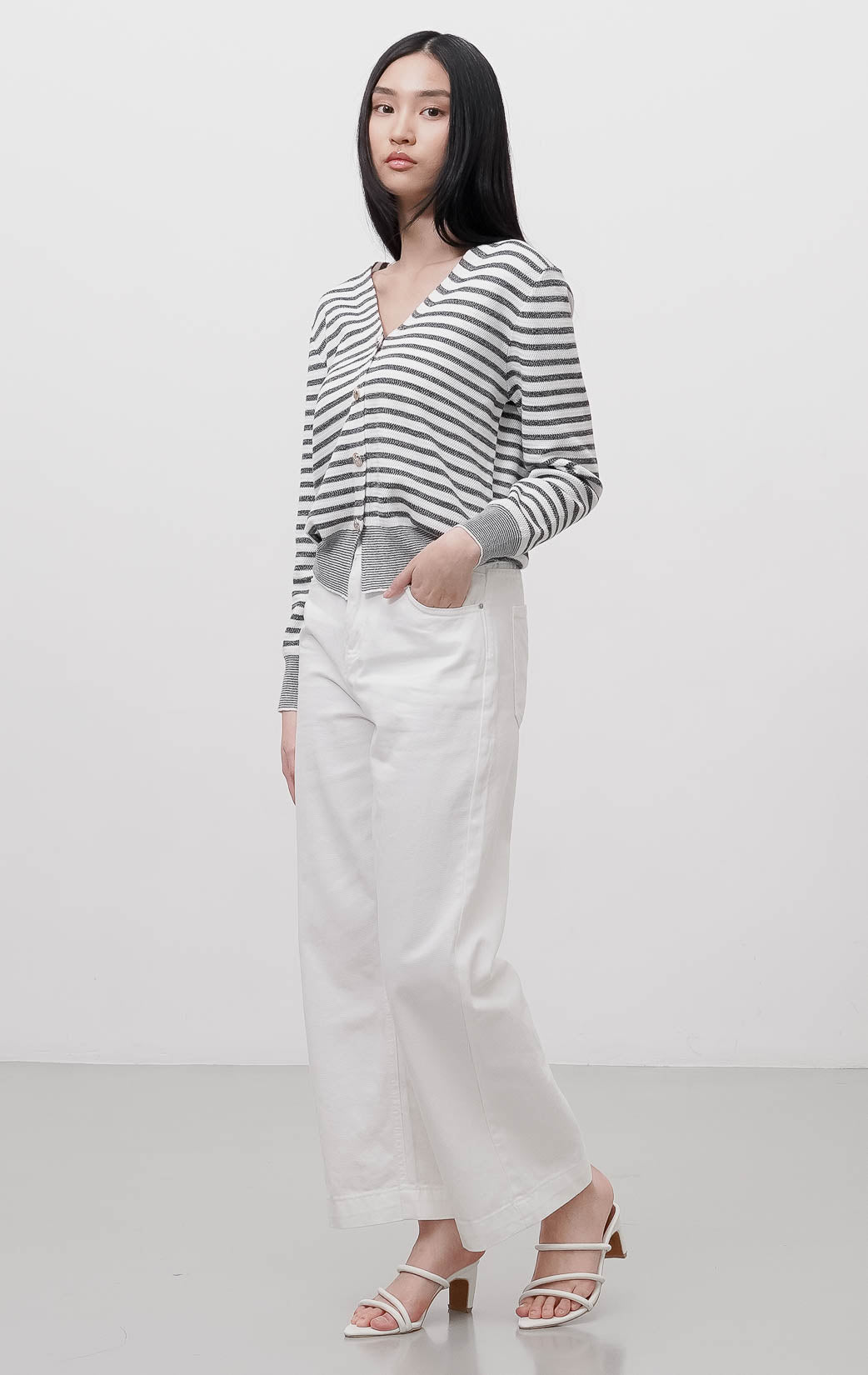 Remy Cardigan Grey Striped
