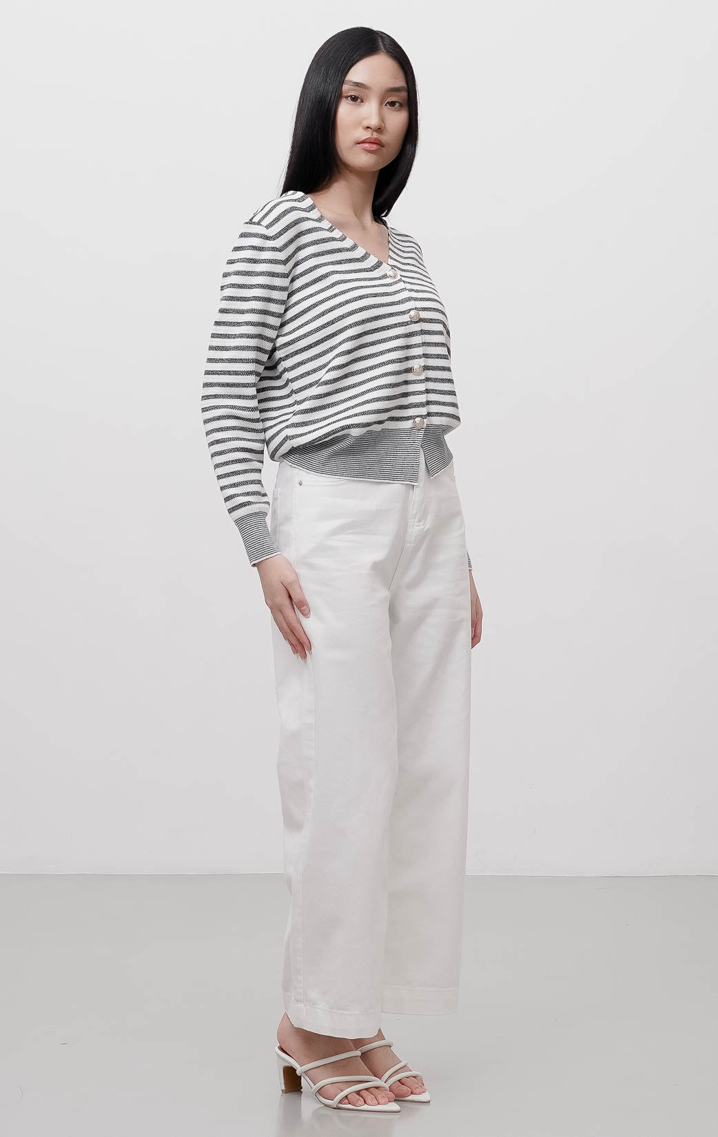 Remy Cardigan Grey Striped