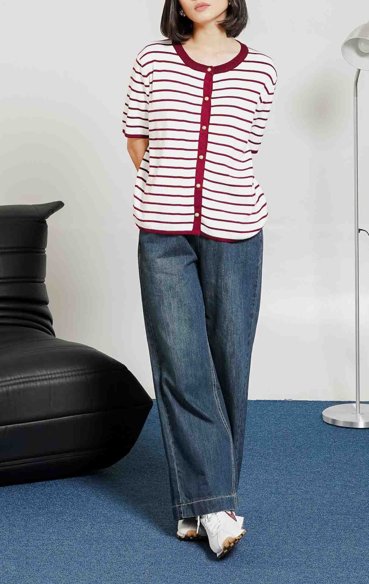 Rerena Top Maroon Striped
