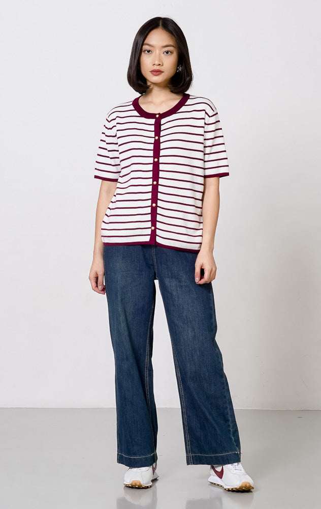 Rerena Top Maroon Striped