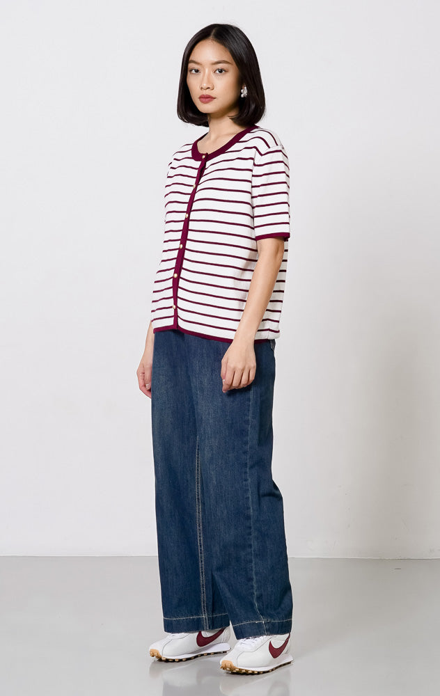 Rerena Top Maroon Striped