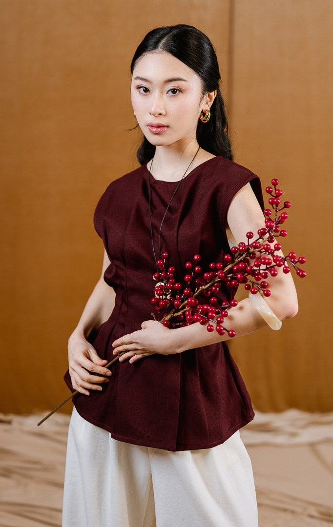CNY Jovanna Top Maroon