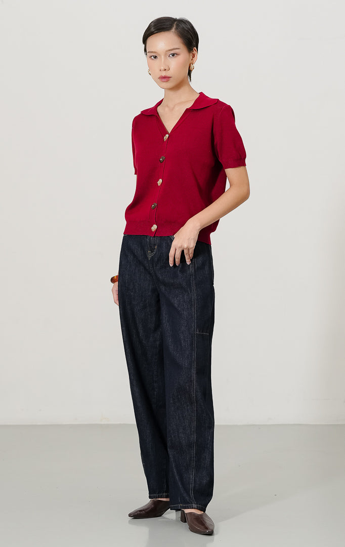 Esra Top Maroon