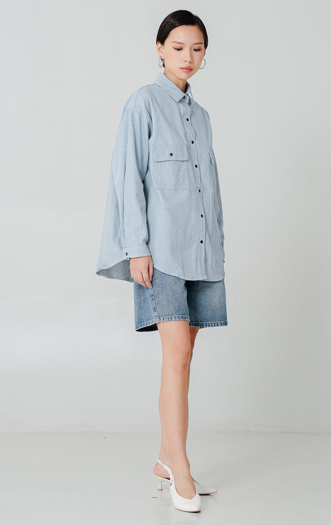 Adriana Top Light Denim Stripe