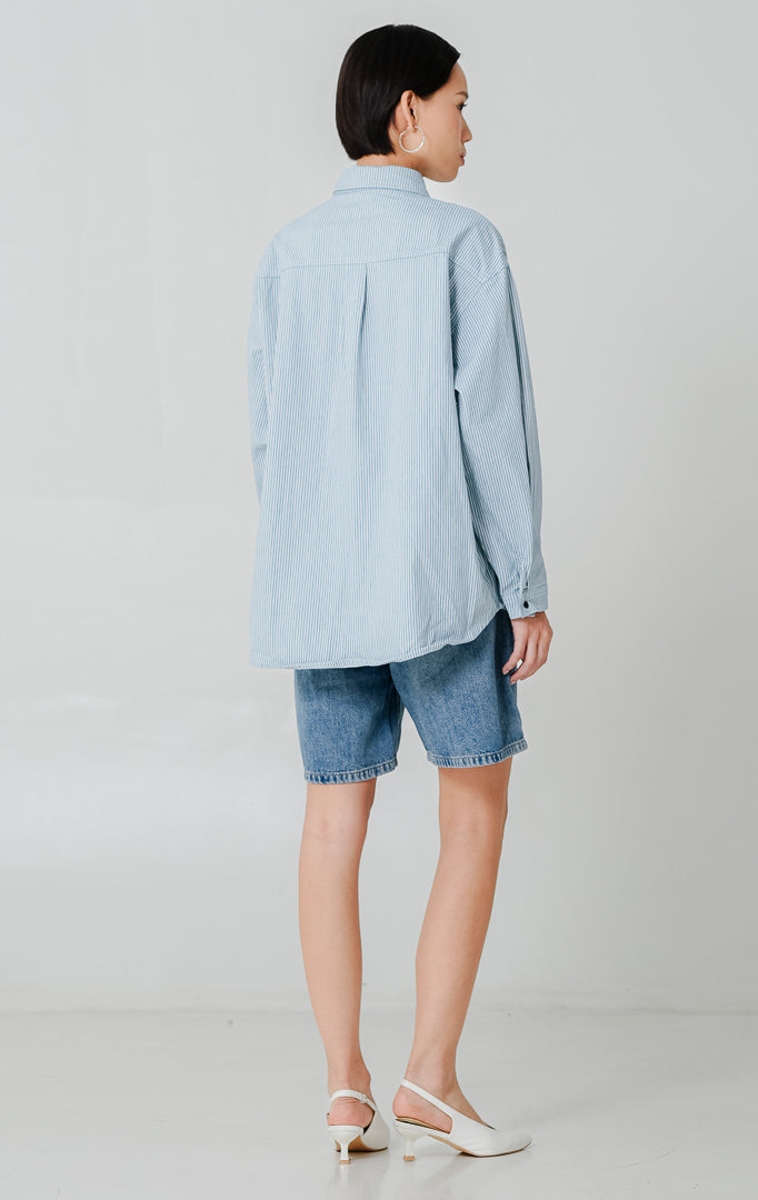 Adriana Top Light Denim Stripe