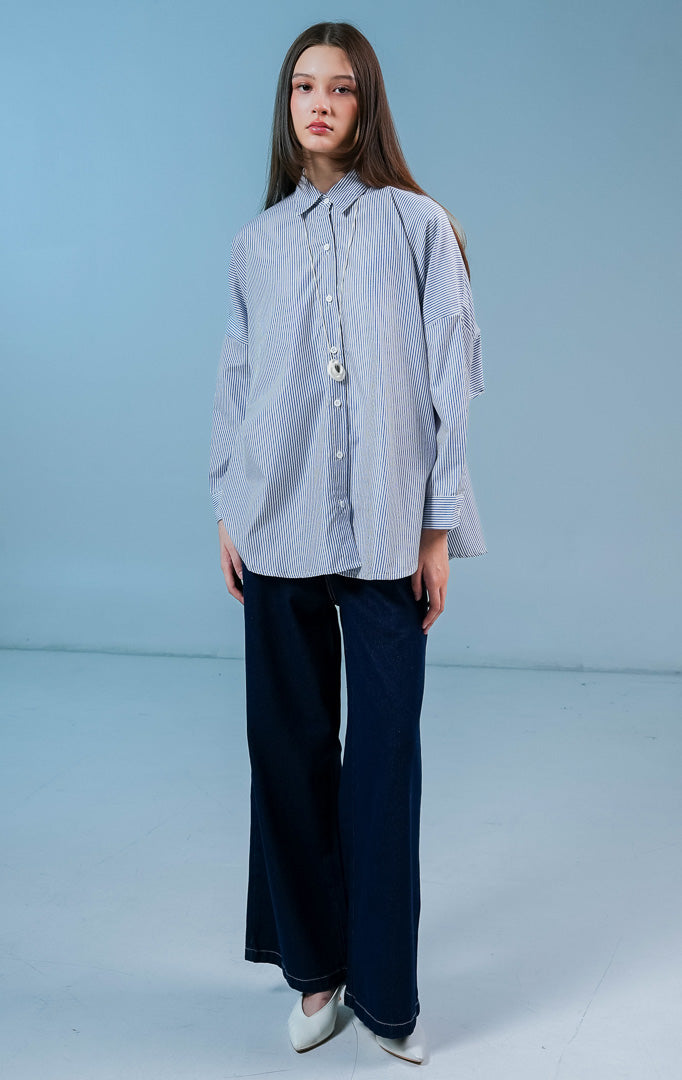 Dayle Top Dark Blue Striped