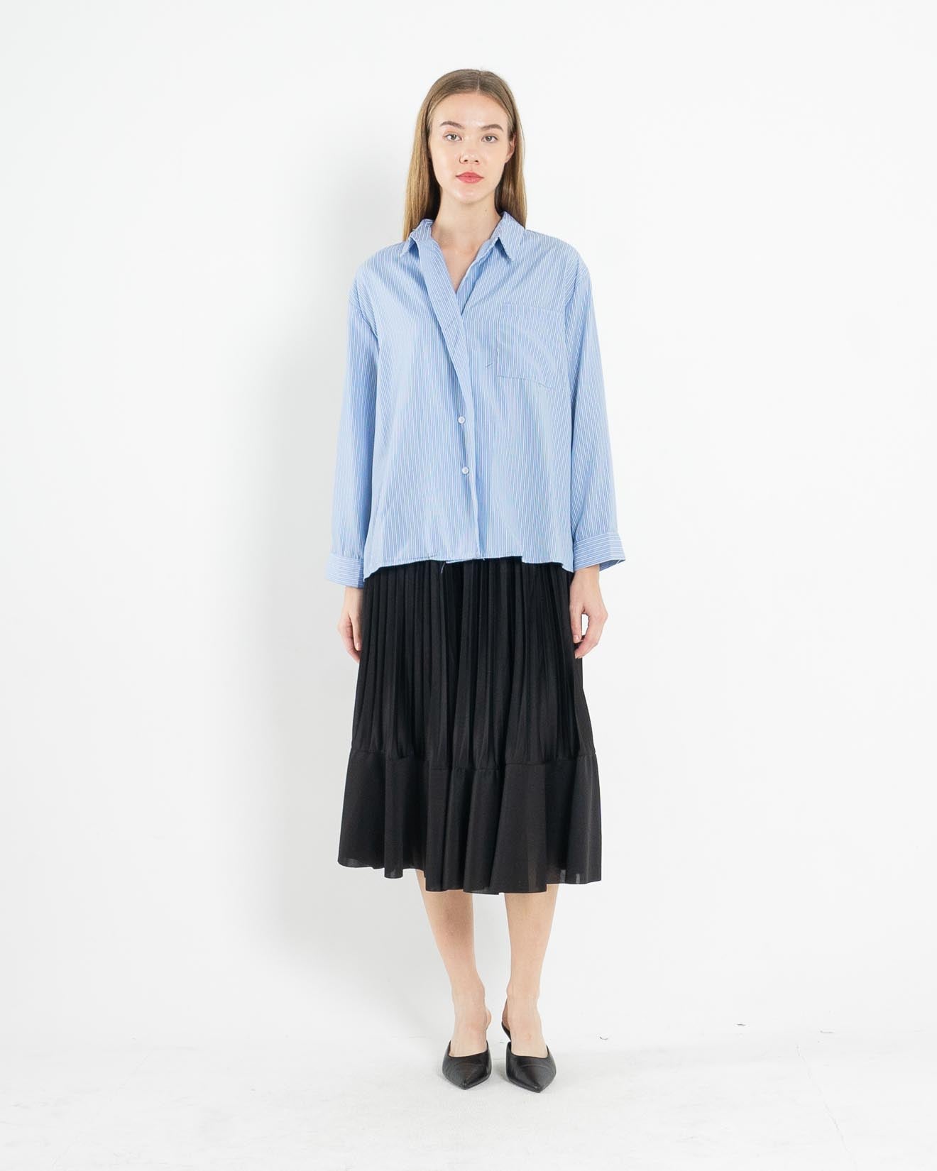 Debora Oversized Stripe Blue Shirt – 186113