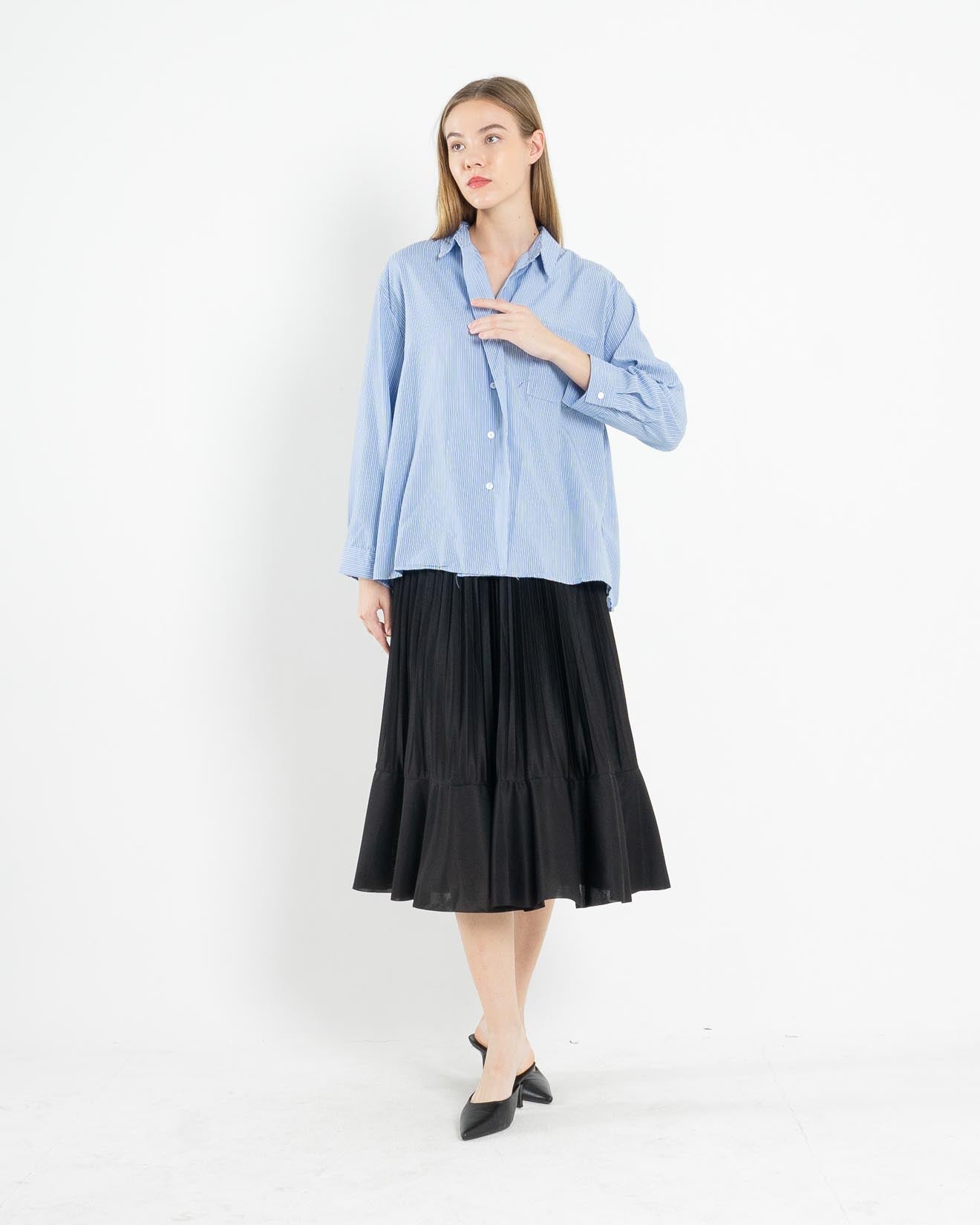 Debora Oversized Stripe Blue Shirt – 186113