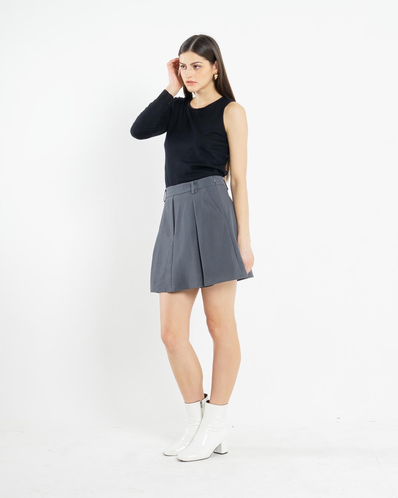 Luna Half Sleeve Black Top – 186373