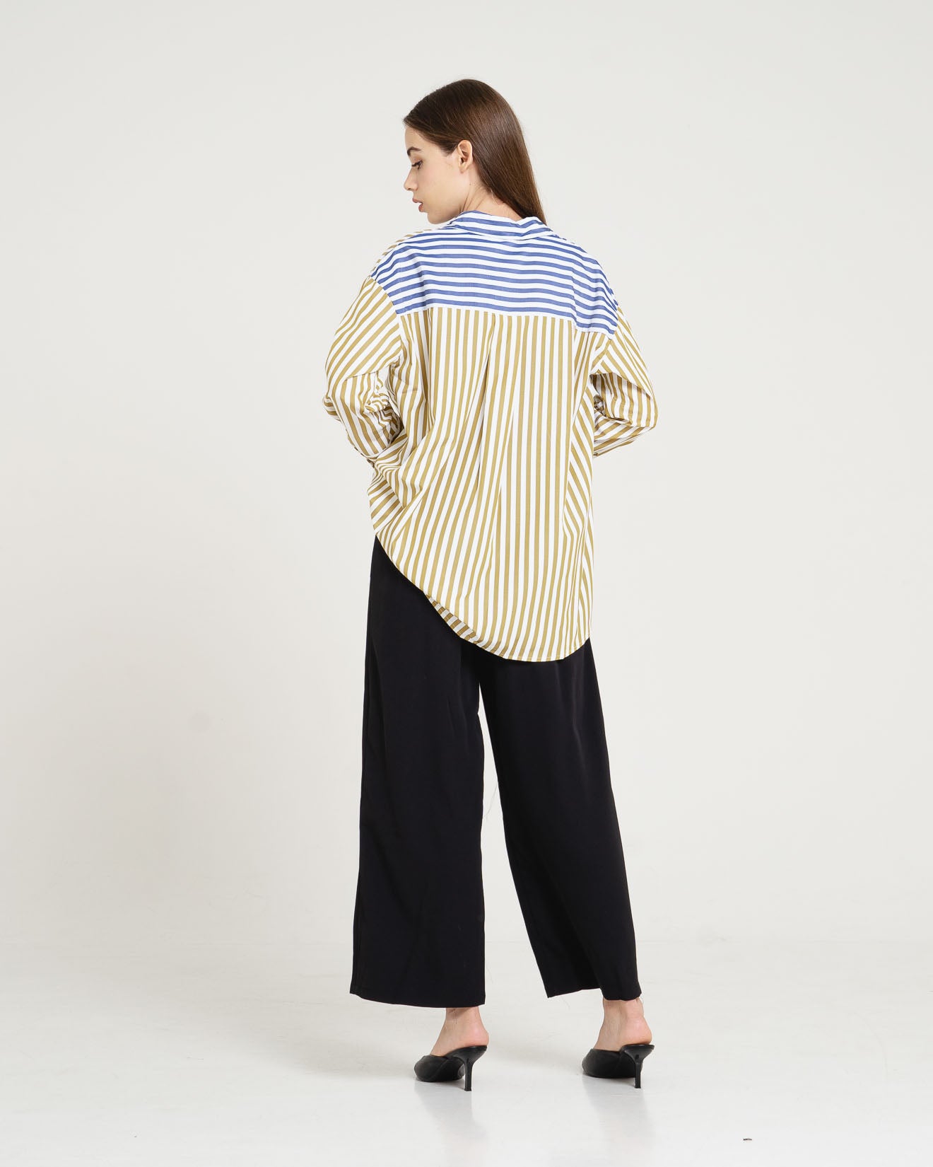 Yumi Mix Stripe Brown Blue Shirt – 186393