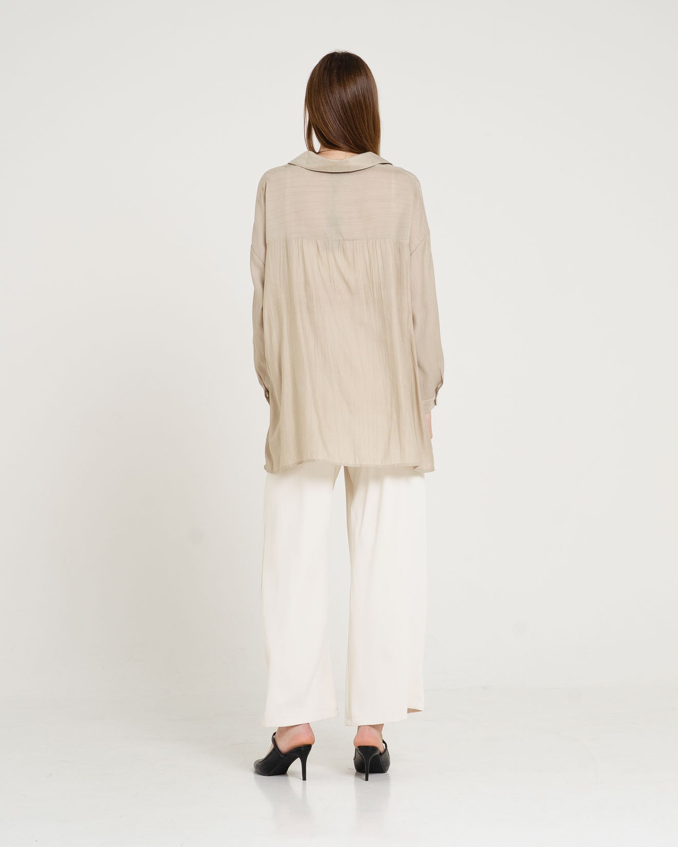 Alvan Side Button Sheer Taupe Shirt – 186907