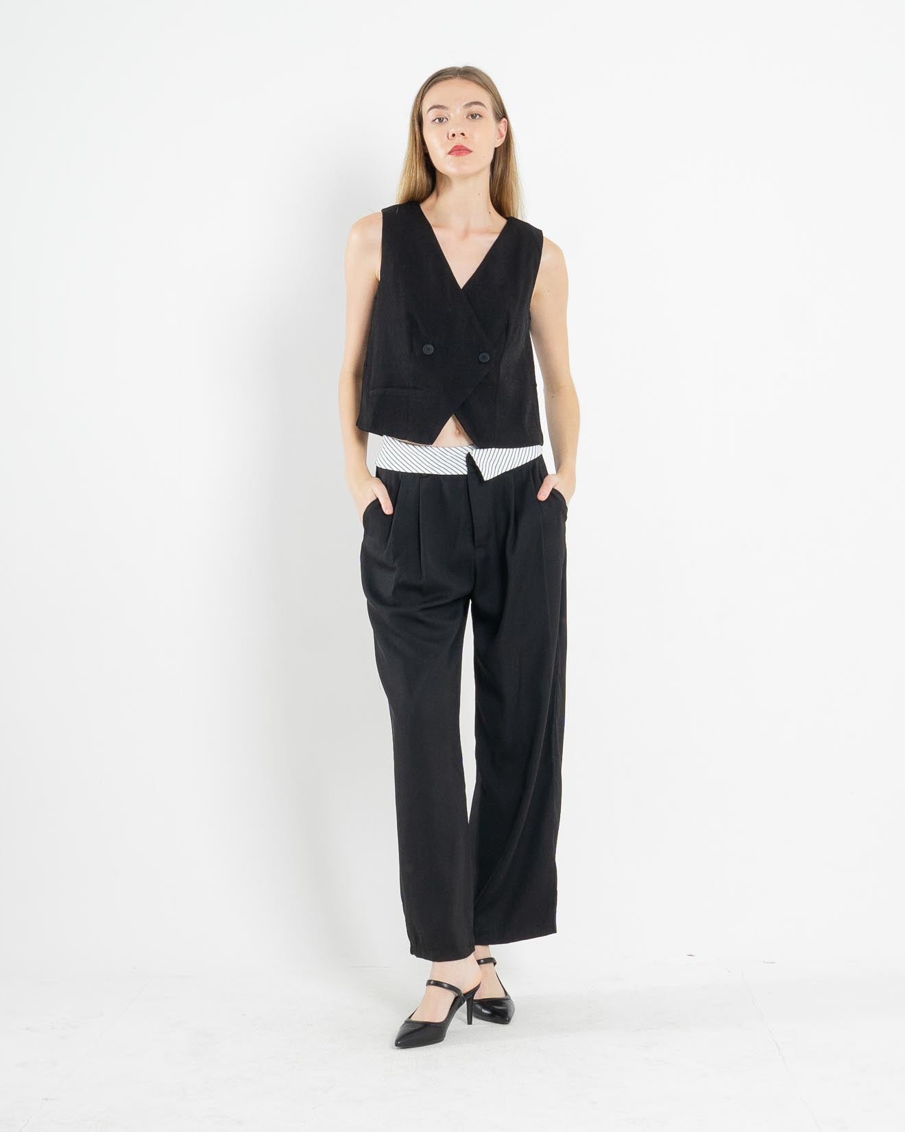 Palomi Cropped Black Vest – 186965
