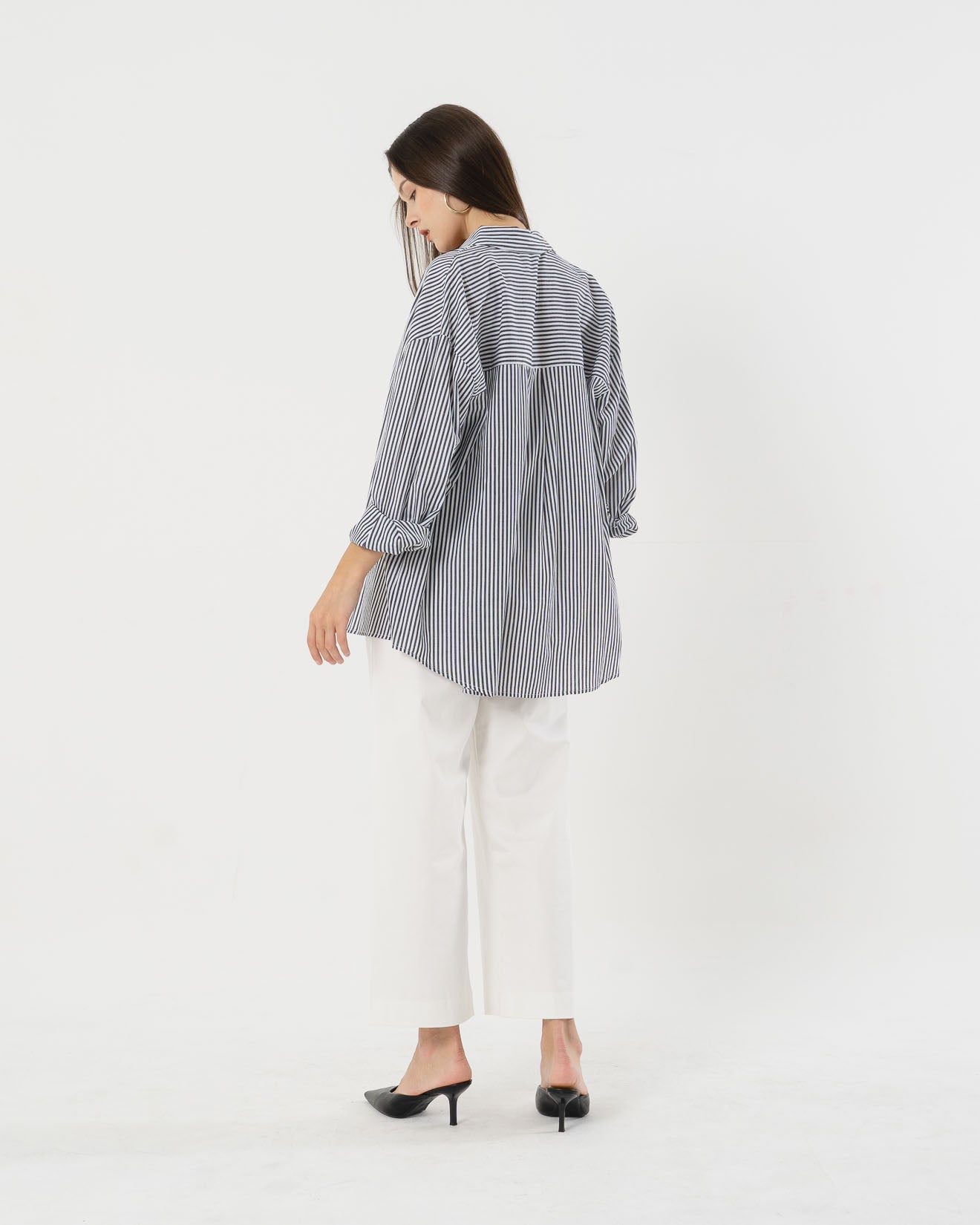 Harlow Stripped Oversize Black Shirt - 187221