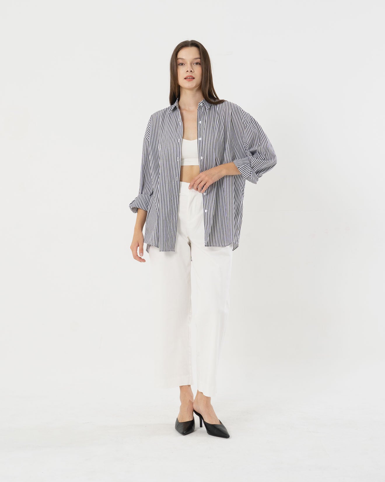 Harlow Stripped Oversize Black Shirt - 187221