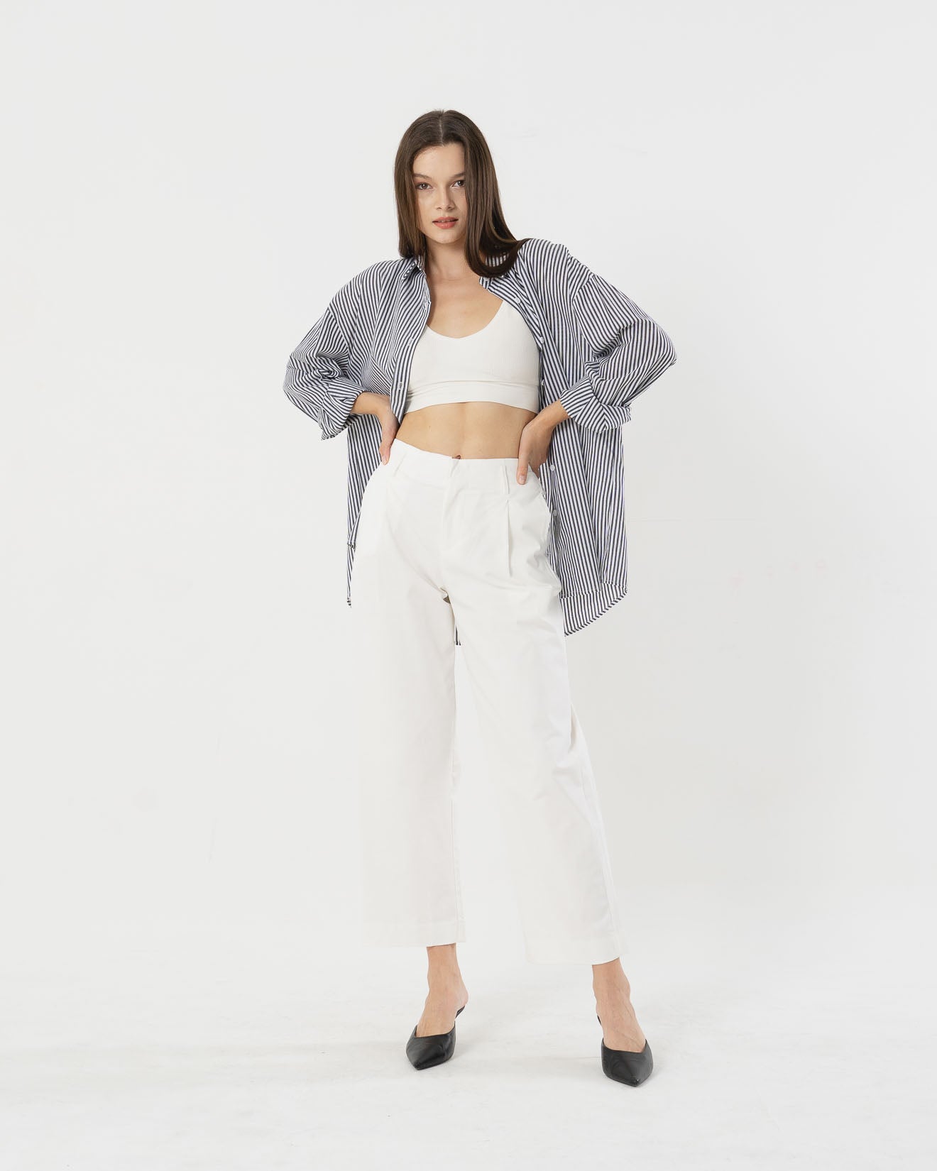 Harlow Stripped Oversize Black Shirt - 187221