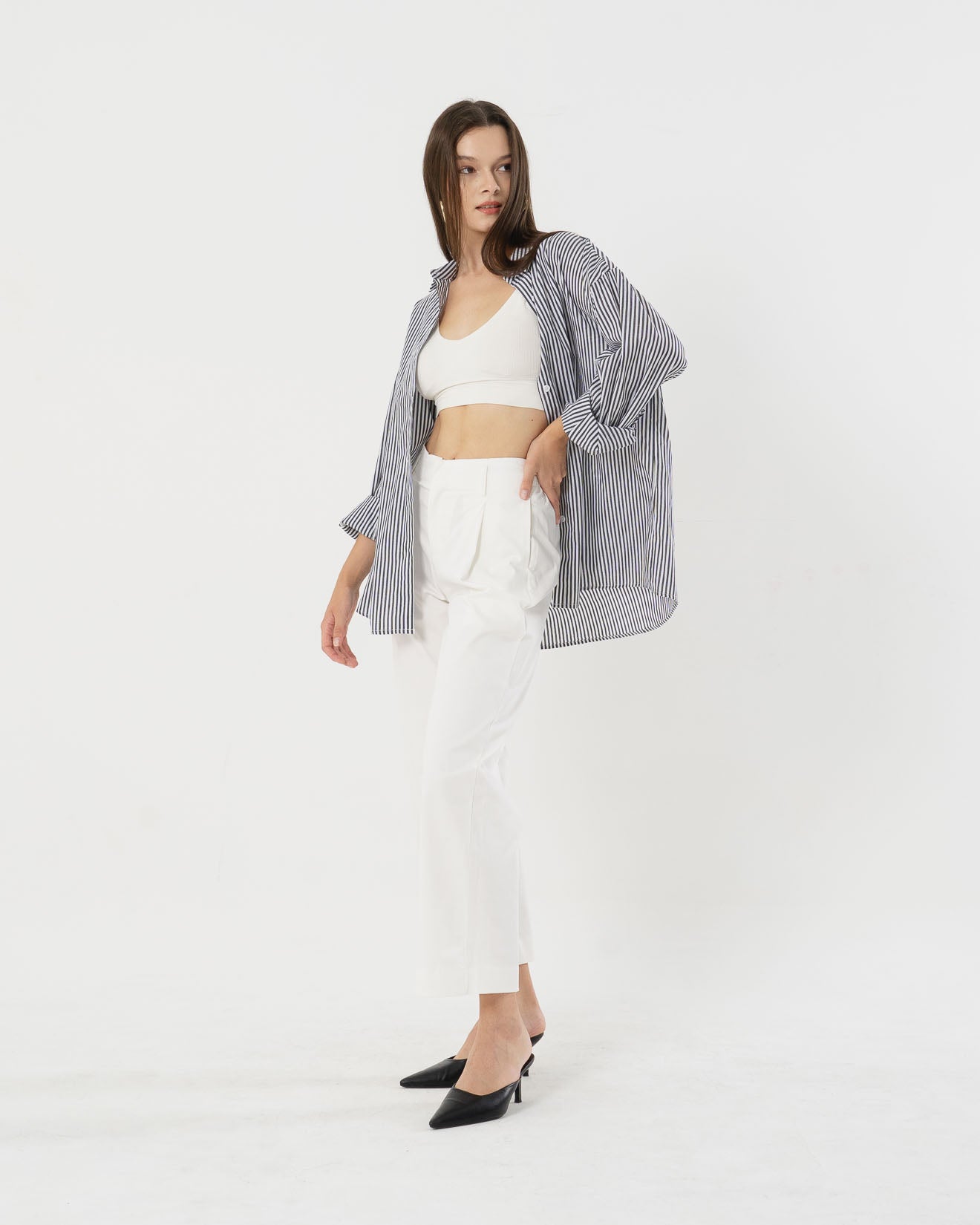 Harlow Stripped Oversize Black Shirt - 187221