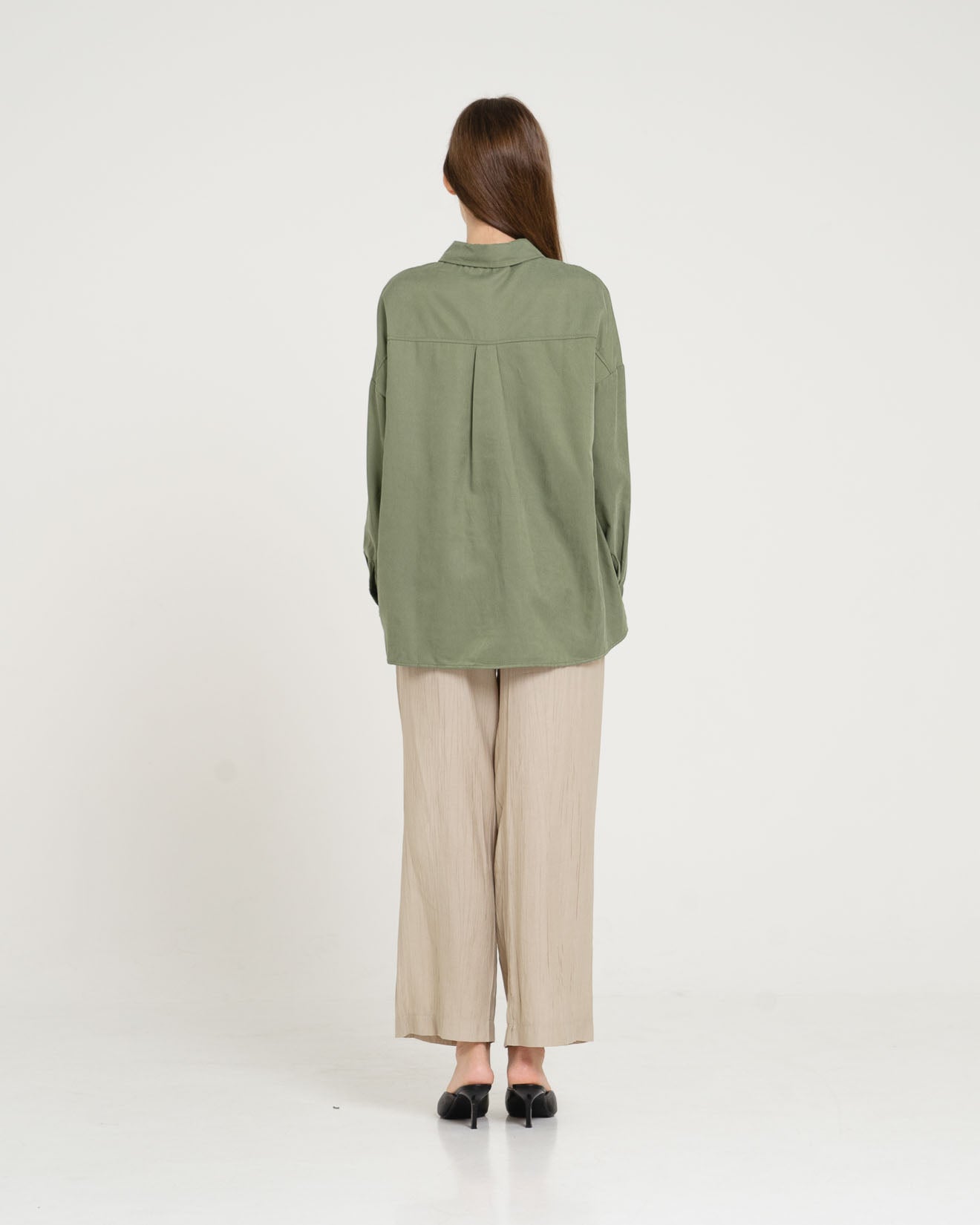 Alden Cotton Suede Long Green Shirt – 187229