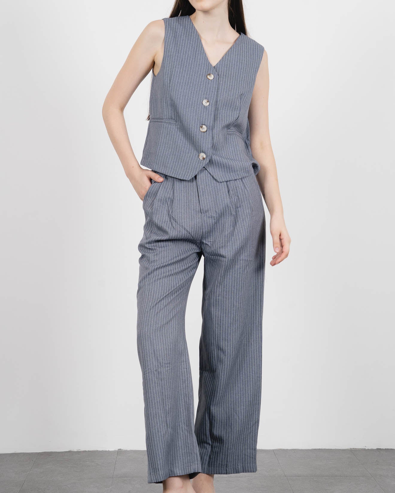 Carra Stripped Grey Vest – 187952