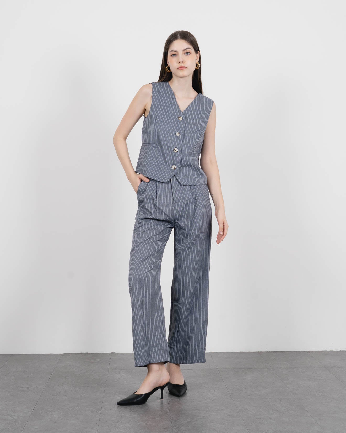 Carra Stripped Grey Vest – 187952