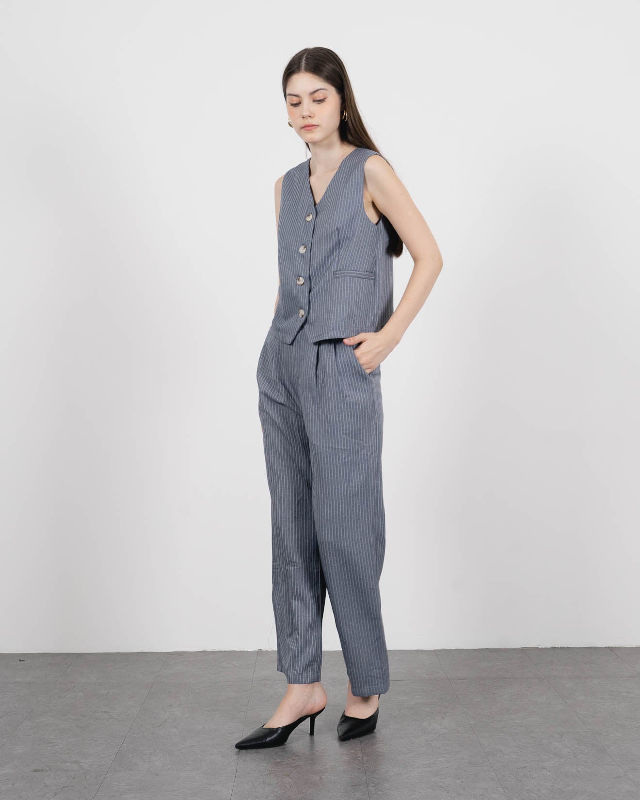 Carra Stripped Grey Vest – 187952
