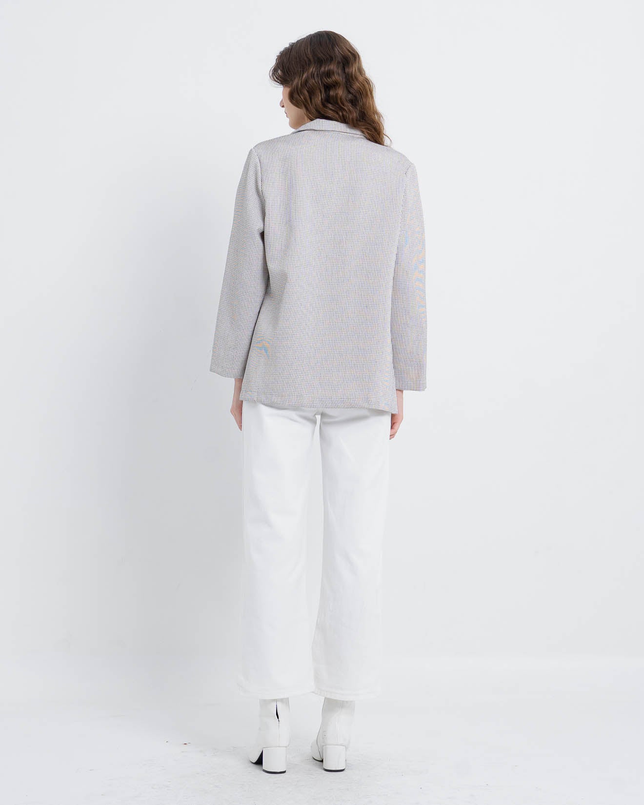 Emily Oversized Tweed White Blazer – Outer Formal - 188613