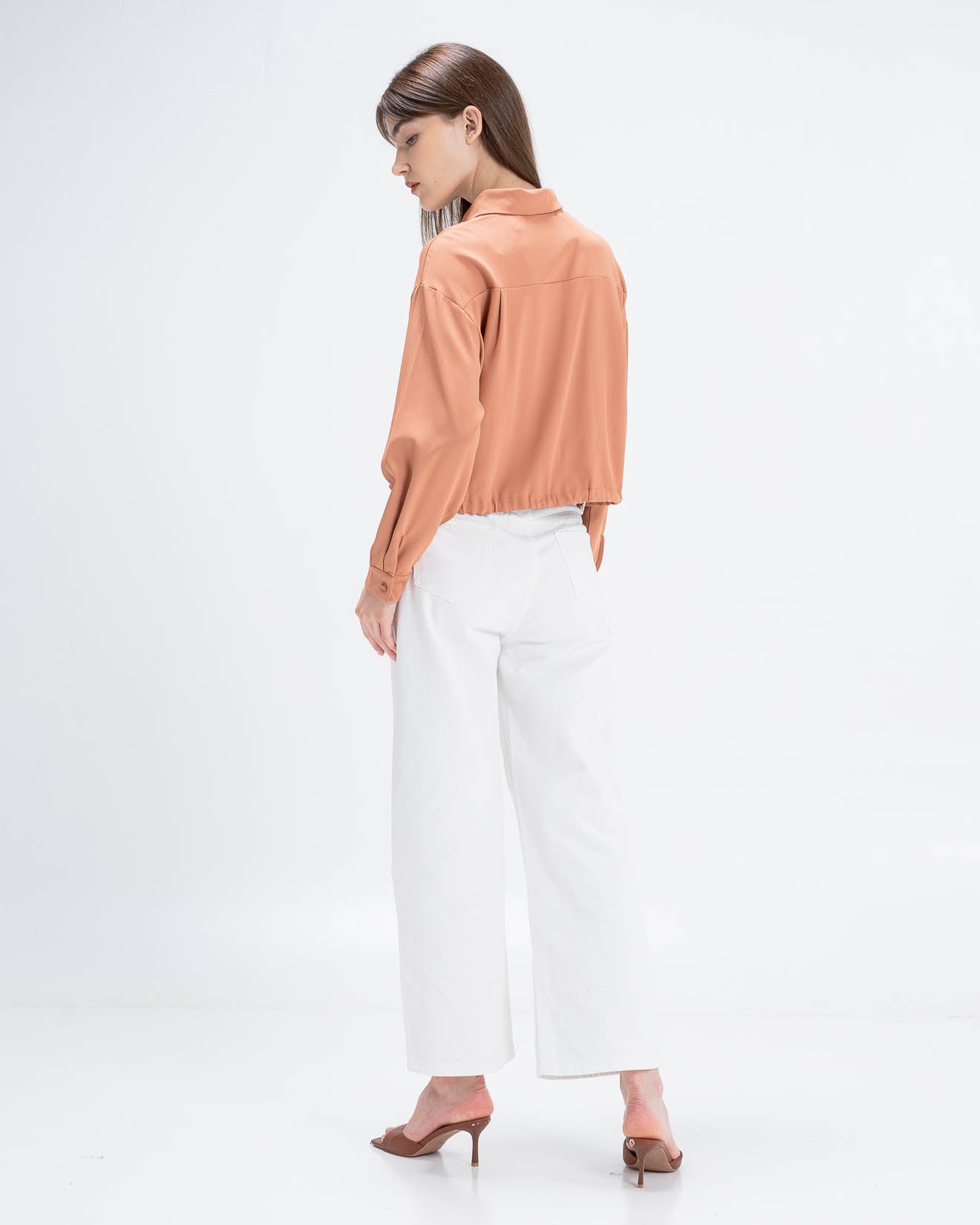 Charlie Cropped Dusty Rose Shirt – Atasan Wanita Lengan Panjang -189236