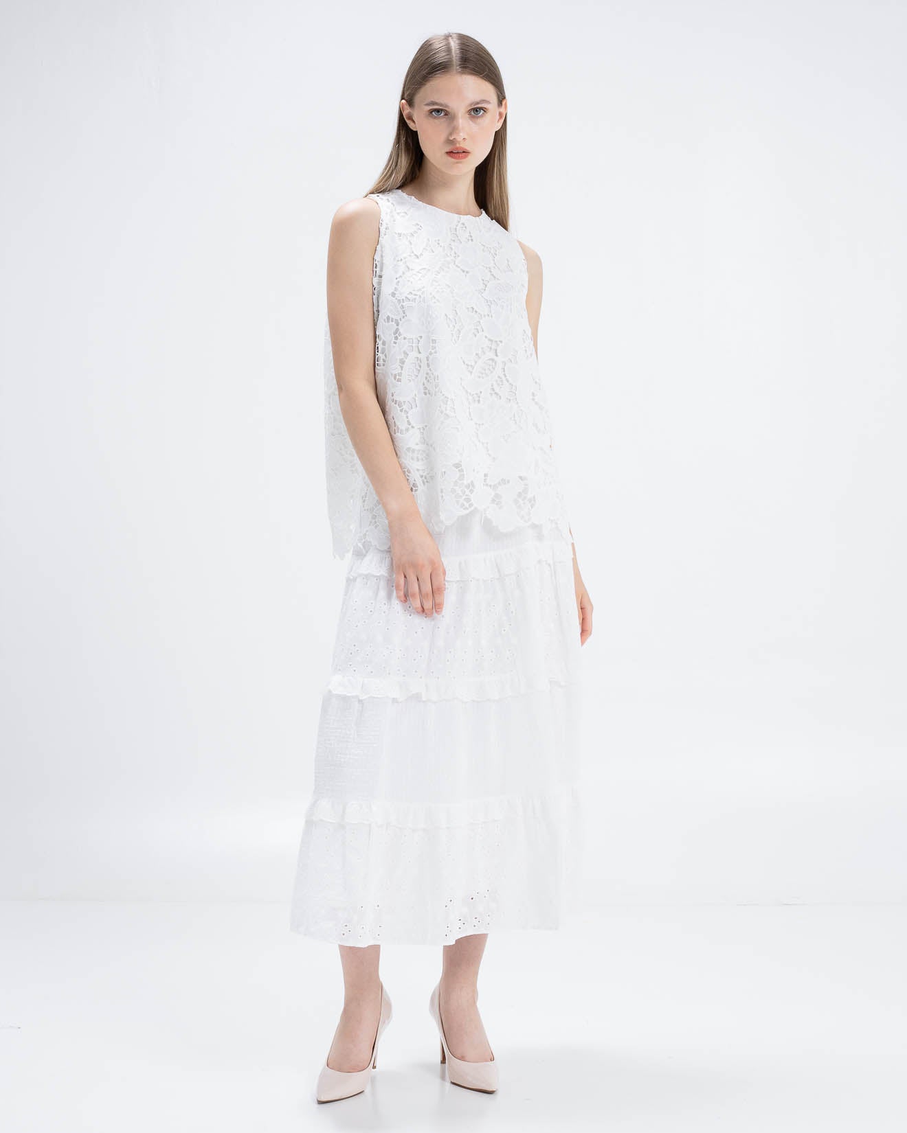 Delanie Crochet White Top – Blouse Wanita Mewah - 189928