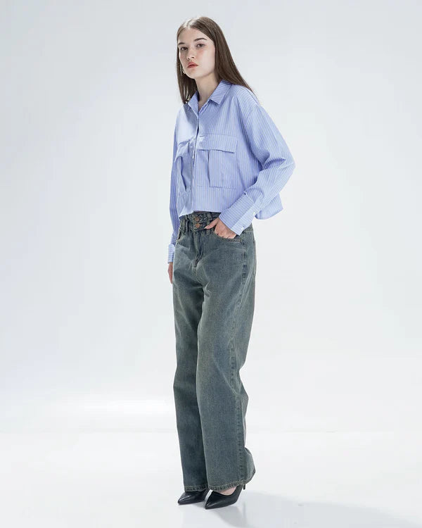 Ilona Striped Shirt Blue