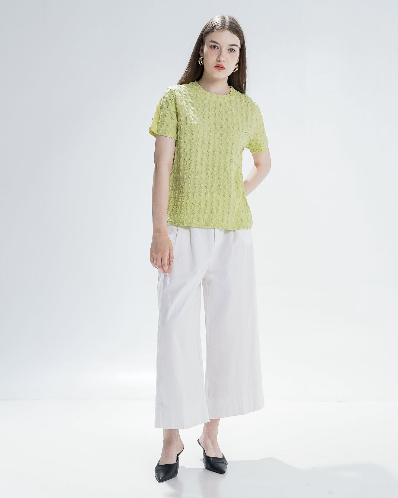 Corry Textured Lime Top – Atasan Rajut Wanita - 190209