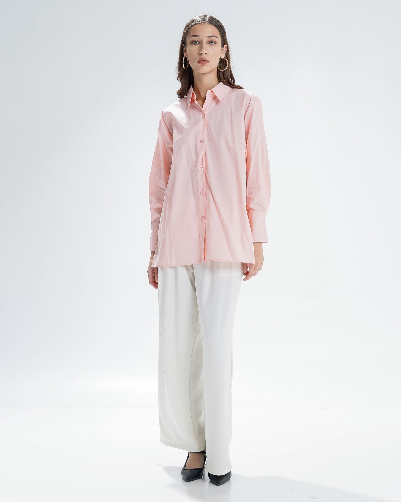 Arina Oversized Pink Shirt - Kemeja Wanita Kasual - 190214