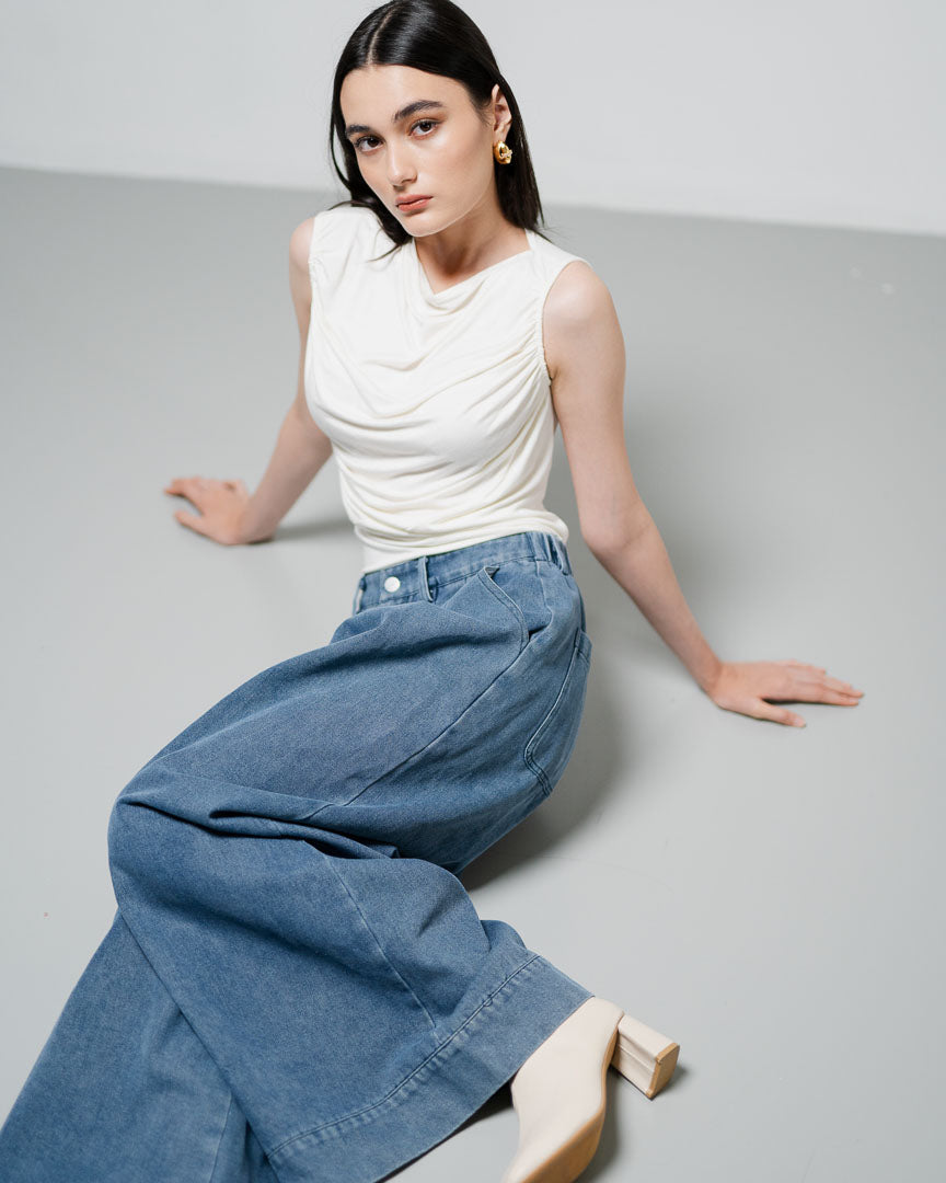 The Stage 24 Sleeveless Top White - Atasan Wanita Kekinian - 190929