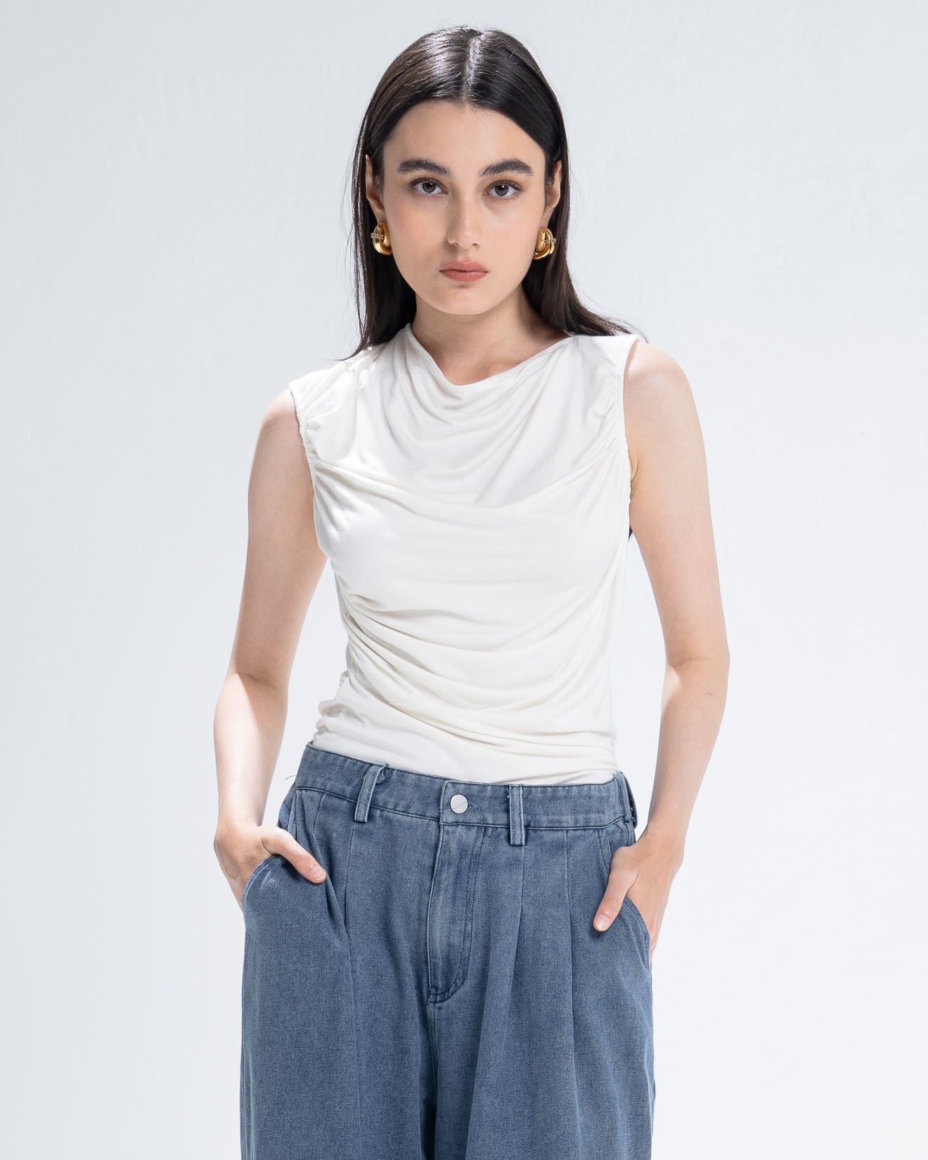 The Stage 24 Sleeveless Top White - Atasan Wanita Kekinian - 190929