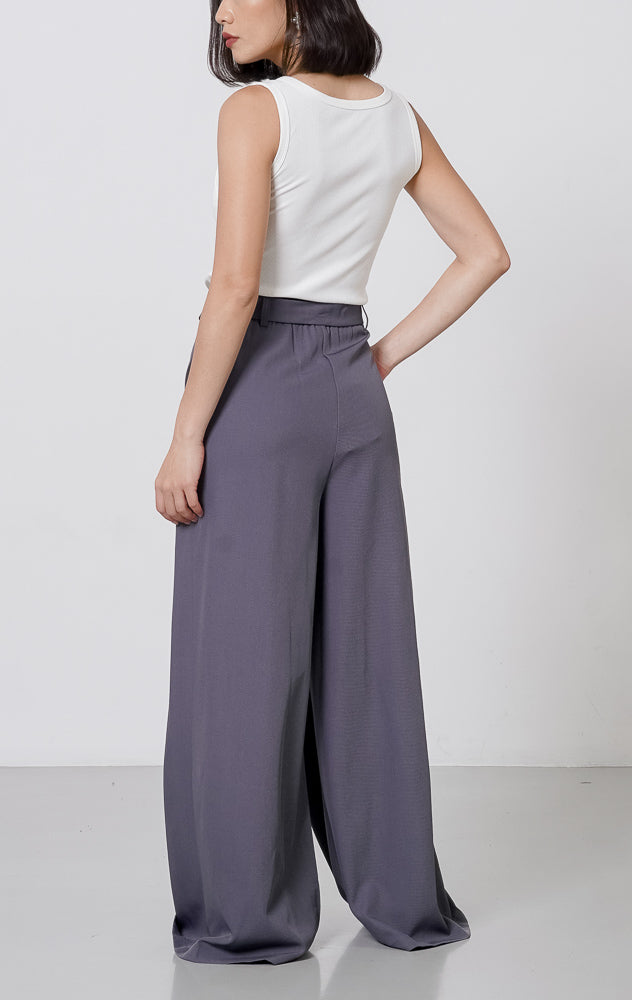 Agnes Belt Pants Dark Grey