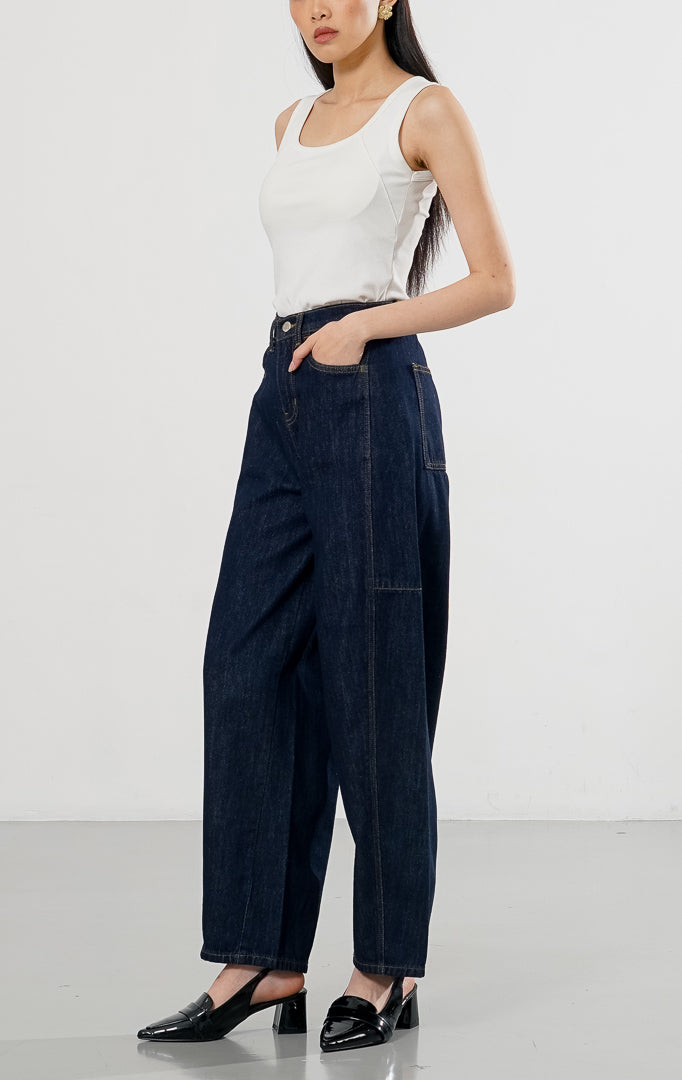 Brion Barrel Pants Dark Denim