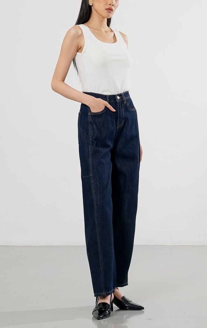 Brion Barrel Pants Dark Denim