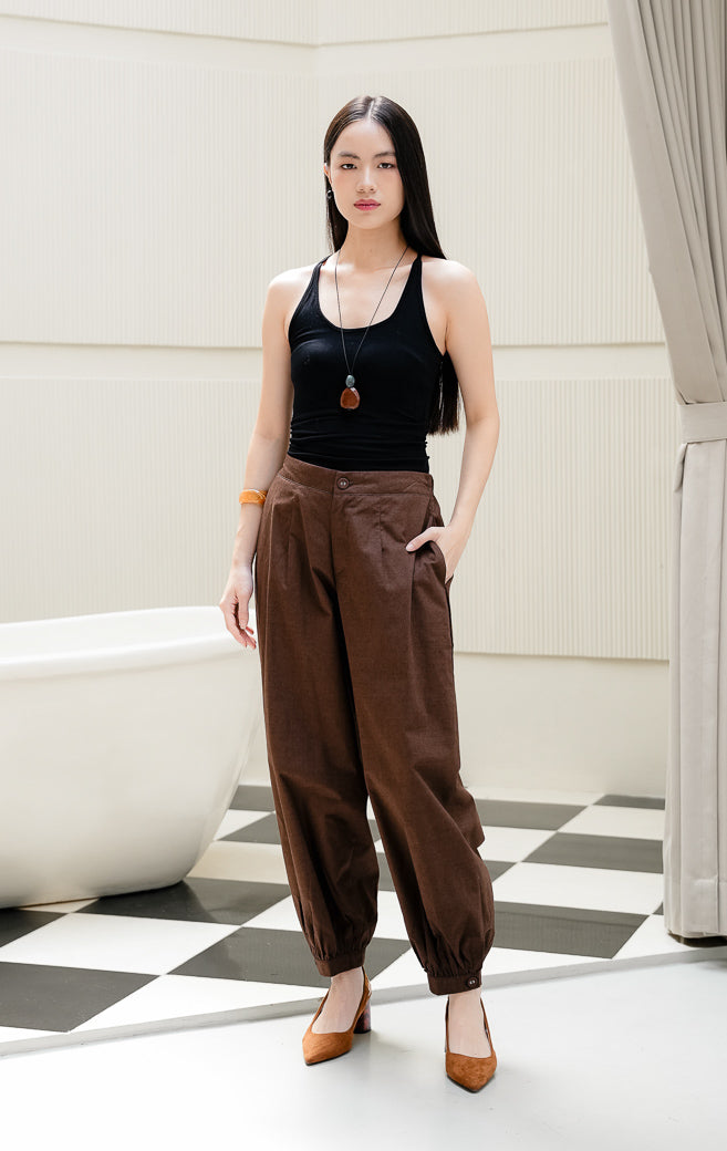 Veilon Pants Dark Brown