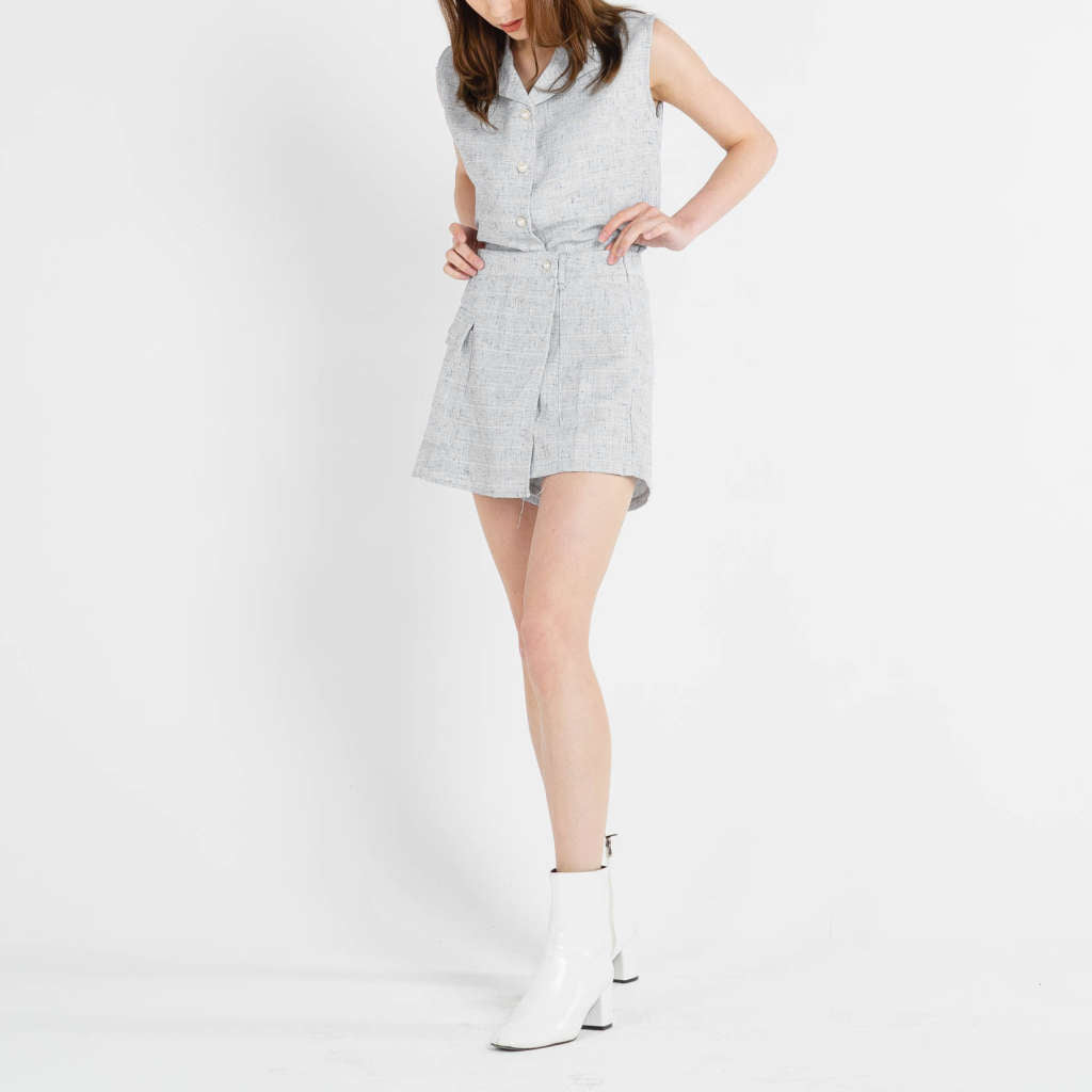 Yeri Tweed Grey Skort – Skort Casual Wanita - 288409