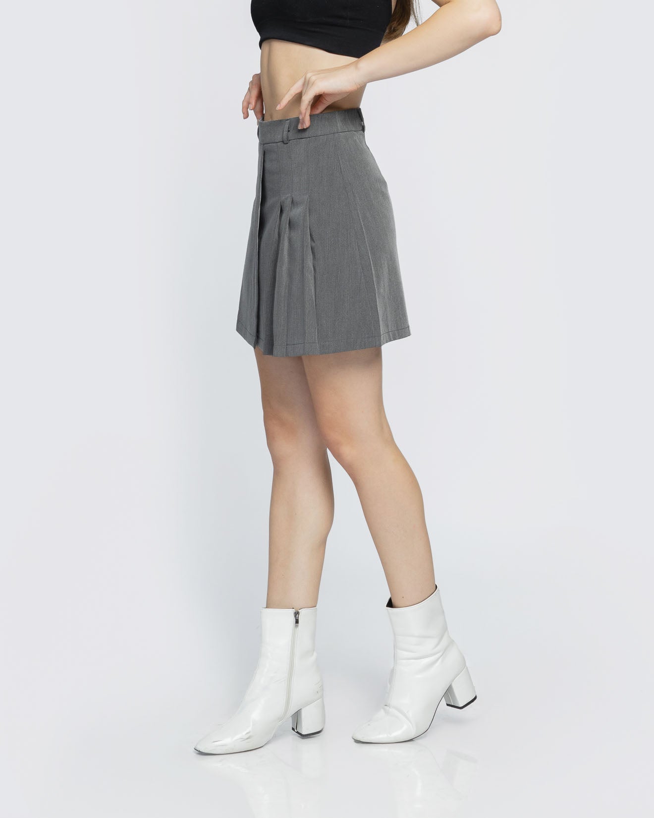 Arina Half Pleats Grey Skort - 288526